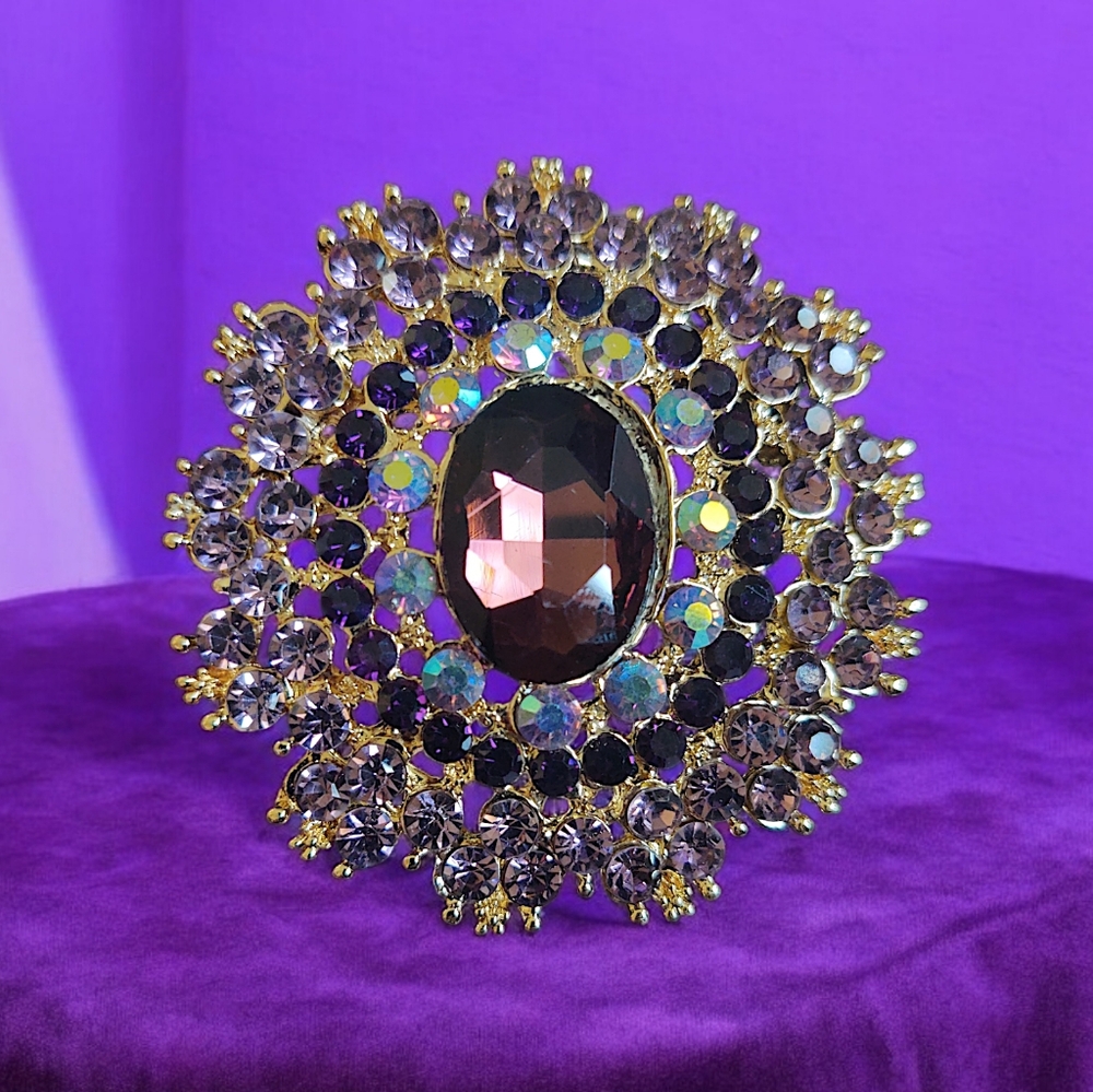 Gold-Tone Multicolor Crystal Statement Brooch - Women's Jewelry